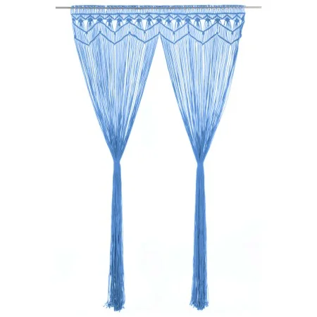 Blauer Makramee-Vorhang aus Baumwolle, 140 x 240 cm von , Vorhänge und Gardinen - Ref: Foro24-323988, Preis: 41,88 €, Rabatt: %