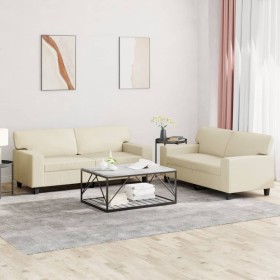2-Piece Cream Synthetic Leather Sofa Set by , Sofas - Ref: Foro24-3201915, Price: 459,30 €, Discount: %
