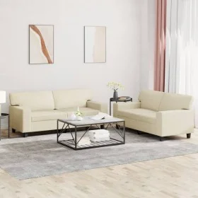 2-teilige Sofagarnitur aus cremefarbenem Kunstleder von , Sofas - Ref: Foro24-3201915, Preis: 448,70 €, Rabatt: %