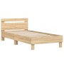 Sonoma oak engineered wood bed with headboard 100x200 cm by , Beds and slatted bases - Ref: Foro24-838528, Price: 86,24 €, Di...