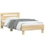 Sonoma oak engineered wood bed with headboard 100x200 cm by , Beds and slatted bases - Ref: Foro24-838528, Price: 82,91 €, Di...