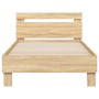 Sonoma oak engineered wood bed with headboard 100x200 cm by , Beds and slatted bases - Ref: Foro24-838528, Price: 86,24 €, Di...