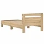 Sonoma oak engineered wood bed with headboard 100x200 cm by , Beds and slatted bases - Ref: Foro24-838528, Price: 82,91 €, Di...
