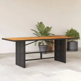 Gartentisch aus schwarzem PE-Rattan, Holzoberfläche 190 x 80 x 74 cm von , Gartentische - Ref: Foro24-365309, Preis: 214,29 €...
