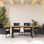 Gartentisch aus schwarzem PE-Rattan, Holzoberfläche 190 x 80 x 74 cm von , Gartentische - Ref: Foro24-365309, Preis: 191,95 €...
