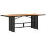Garden table black PE rattan wooden surface 190x80x74 cm by , Garden tables - Ref: Foro24-365309, Price: 192,29 €, Discount: %