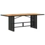 Garden table black PE rattan wooden surface 190x80x74 cm by , Garden tables - Ref: Foro24-365309, Price: 214,29 €, Discount: %