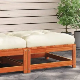 Garden stool with cushion solid wax brown pine wood by , Modular outdoor sofas - Ref: Foro24-838098, Price: 68,49 €, Discount: %