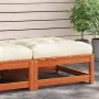 Garden stool with cushion solid wax brown pine wood by , Modular outdoor sofas - Ref: Foro24-838098, Price: 68,47 €, Discount: %