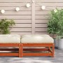 Garden stool with cushion solid wax brown pine wood by , Modular outdoor sofas - Ref: Foro24-838098, Price: 69,09 €, Discount: %
