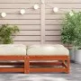 Garden stool with cushion solid wax brown pine wood by , Modular outdoor sofas - Ref: Foro24-838098, Price: 68,47 €, Discount: %