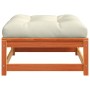 Garden stool with cushion solid wax brown pine wood by , Modular outdoor sofas - Ref: Foro24-838098, Price: 69,09 €, Discount: %