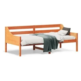 Wachsbraunes Schlafsofa aus massivem Kiefernholz, 75 x 190 cm von , Betten und Lattenroste - Ref: Foro24-842845, Preis: 103,3...