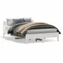 Bed frame with white pine wood headboard 120x200 cm by , Beds and slatted bases - Ref: Foro24-842755, Price: 130,29 €, Discou...