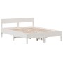 Bed frame with white pine wood headboard 120x200 cm by , Beds and slatted bases - Ref: Foro24-842755, Price: 131,61 €, Discou...