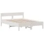 Bed frame with white pine wood headboard 120x200 cm by , Beds and slatted bases - Ref: Foro24-842755, Price: 130,29 €, Discou...