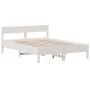 Bed frame with white pine wood headboard 160x200 cm by , Beds and slatted bases - Ref: Foro24-842743, Price: 128,87 €, Discou...