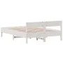 Bed frame with white pine wood headboard 160x200 cm by , Beds and slatted bases - Ref: Foro24-842743, Price: 128,87 €, Discou...