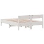 Bettgestell mit Kopfteil aus weißem Kiefernholz, 160 x 200 cm von , Betten und Lattenroste - Ref: Foro24-842743, Preis: 130,0...