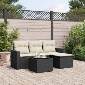 5-piece garden furniture set and black synthetic rattan cushions by , Modular outdoor sofas - Ref: Foro24-3251213, Price: 297...