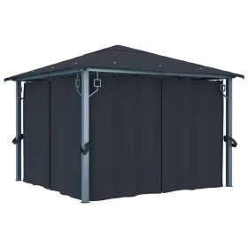 Pavillon mit anthrazitgrauer Aluminium-Gardine 300x300 cm. von vidaXL, Zelte und Pavillons - Ref: Foro24-48043, Preis: 502,74...