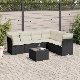 Set de comedor de jardín 7 pzas y cojines ratán sintético negro de , Conjuntos de jardín - Ref: Foro24-3249525, Precio: 418,9...