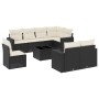 8-teiliges Gartensofa-Set und schwarze synthetische Rattankissen von , Modulare Sofas für den Außenbereich - Ref: Foro24-3251...