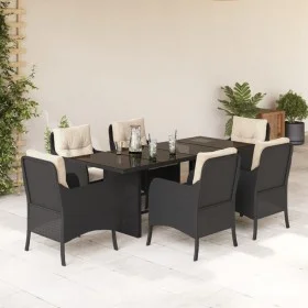7-piece garden dining set and black synthetic rattan cushions by , Garden sets - Ref: Foro24-3211878, Price: 716,77 €, Discou...