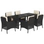 7-teiliges Garten-Essset und schwarze Kissen aus synthetischem Rattan von , Gartensets - Ref: Foro24-3211878, Preis: 725,37 €...