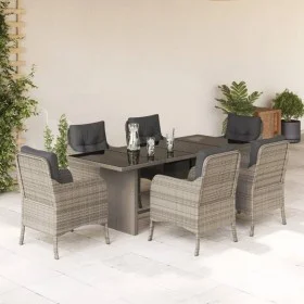 Garten-Essgruppe 7-teilig und hellgraue Kissen aus synthetischem Rattan von , Gartensets - Ref: Foro24-3211890, Preis: 755,55...