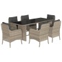 Garden dining set 7 pieces and light gray synthetic rattan cushions by , Garden sets - Ref: Foro24-3211890, Price: 740,74 €, ...