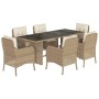 7-teiliges Garten-Essset mit beigen Kissen aus synthetischem Rattan von , Gartensets - Ref: Foro24-3211886, Preis: 826,90 €, ...