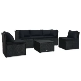 4-piece garden furniture set and black synthetic rattan cushions by vidaXL, Outdoor sofas - Ref: Foro24-47811, Price: 520,63 ...