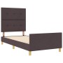 Estructura de cama con cabecera Marrón oscuro 90 x 190 cm tela