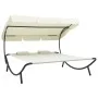 Outdoor-Liege mit cremeweißem Baldachin und Kissen von vidaXL, Betten im Freien - Ref: Foro24-48068, Preis: 118,19 €, Rabatt: %