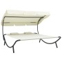 Outdoor-Liege mit cremeweißem Baldachin und Kissen von vidaXL, Betten im Freien - Ref: Foro24-48068, Preis: 119,19 €, Rabatt: %