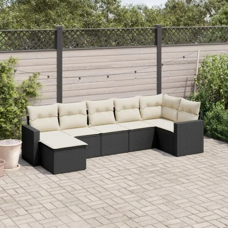 7-piece garden dining set and black synthetic rattan cushions by , Modular outdoor sofas - Ref: Foro24-3251613, Price: 418,27...