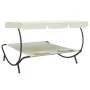 Outdoor-Liege mit cremeweißem Baldachin und Kissen von vidaXL, Betten im Freien - Ref: Foro24-48068, Preis: 118,19 €, Rabatt: %