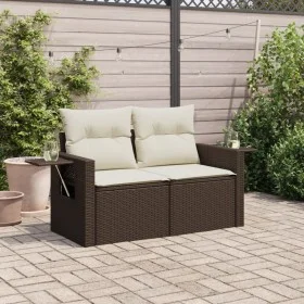 Garden sofa with cushions 2 seater brown synthetic rattan by , Outdoor sofas - Ref: Foro24-366210, Price: 163,17 €, Discount: %
