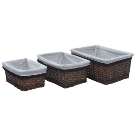 Stackable basket set 3 pieces natural brown willow by vidaXL, Storage baskets - Ref: Foro24-286977, Price: 40,04 €, Discount: %