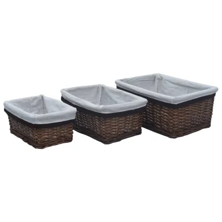 Stapelbares Korbset 3-teilig aus naturbrauner Weide von vidaXL, Aufbewahrungskörbe - Ref: Foro24-286977, Preis: 39,28 €, Raba...