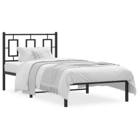 Estructura de cama con cabecero metal negro 90x200 cm de , Camas y somieres - Ref: Foro24-374234, Precio: 77,16 €, Descuento: %