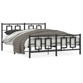 Black metal headboard and footboard bed frame 160x200 cm by , Beds and slatted bases - Ref: Foro24-374262, Price: 165,67 €, D...
