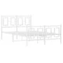 Metal bed frame with headboard and white footboard 120x200 cm by , Beds and slatted bases - Ref: Foro24-374306, Price: 118,76...