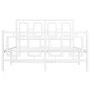 Metal bed frame with headboard and white footboard 120x200 cm by , Beds and slatted bases - Ref: Foro24-374306, Price: 118,76...