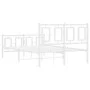 Metal bed frame with headboard and white footboard 120x200 cm by , Beds and slatted bases - Ref: Foro24-374306, Price: 118,76...