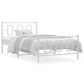 Metal bed frame with headboard and footboard white 107x203 cm by , Beds and slatted bases - Ref: Foro24-374304, Price: 89,48 ...