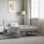 Metal bed frame with headboard and footboard white 107x203 cm by , Beds and slatted bases - Ref: Foro24-374304, Price: 89,48 ...