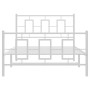 Metal bed frame with headboard and footboard white 107x203 cm by , Beds and slatted bases - Ref: Foro24-374304, Price: 90,73 ...