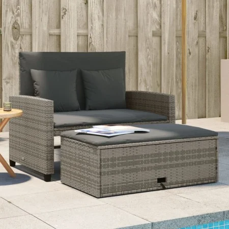 Gartensofa mit Kissen, 2-Sitzer, graues synthetisches Rattan von , Outdoor-Sofas - Ref: Foro24-365134, Preis: 277,57 €, Rabat...